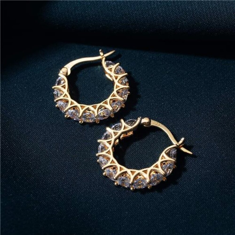 14k Gold Earrings Cubic Zirconia Hoop Diamond Huggies Earrings for Women